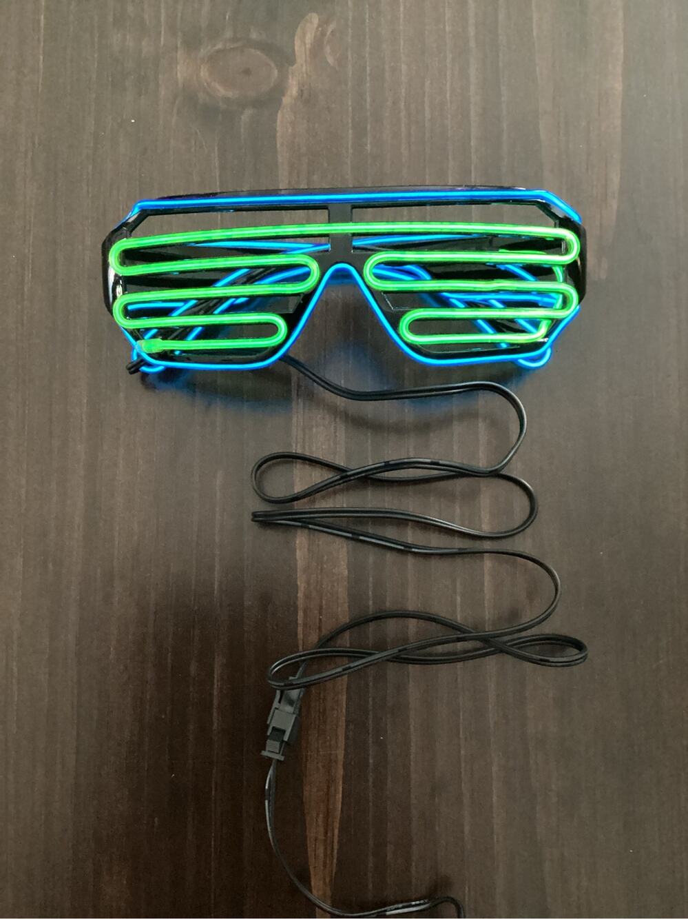NWOT Dual-Color EL Wire Neon Rave Glasses Classic 1980s retro shutter-style